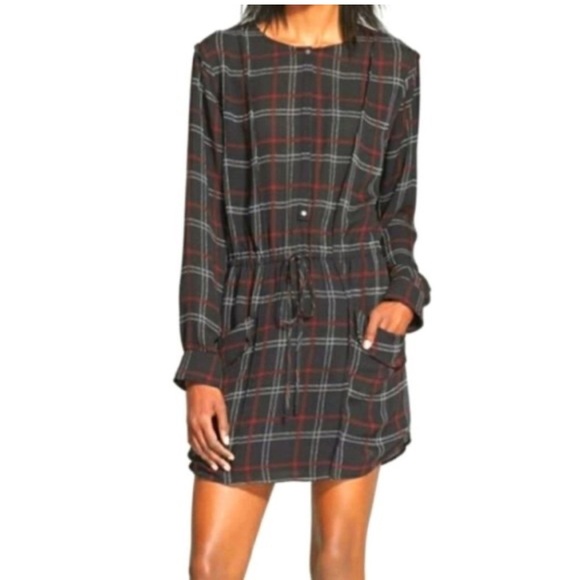 A.L.C. Dresses & Skirts - ALC Simona Plaid Silk Black Red White LS Dress W 8